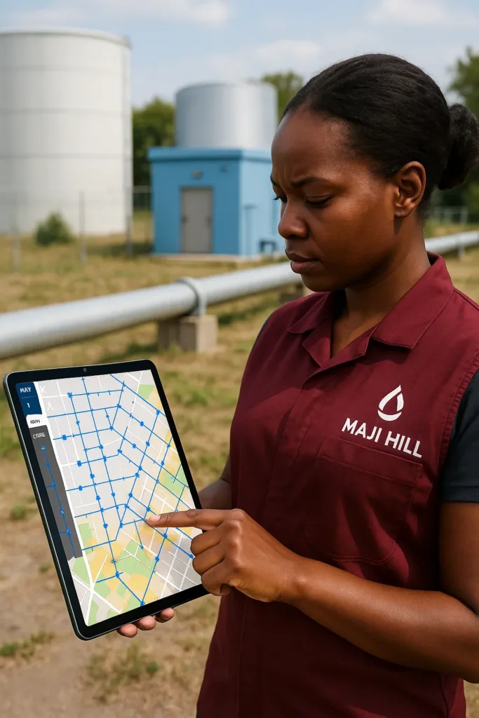 We use GIS technology to map and analyze water distribution networks, sewer systems, boreholes, dams, and other water infrastructure.