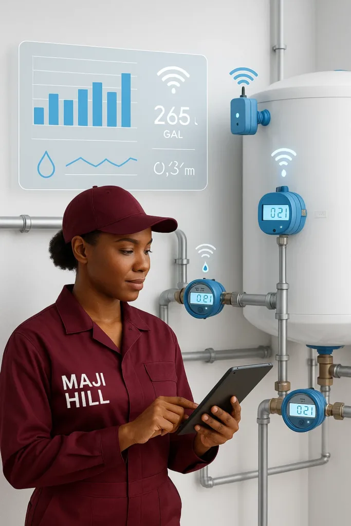 Smart Water Level Monitoring Leak Detection & Alerts, Real-Time Usage Tracking Remote Pump & Valve Control, Predictive Maintenance Alerts